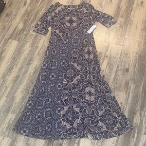 NWT Soft Surroundings Juliette Tile Blue White Maxi Long Jersey Dress Sz Medium